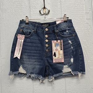 NWT Enjean Large Dark Blue Distressed Jean Shorts